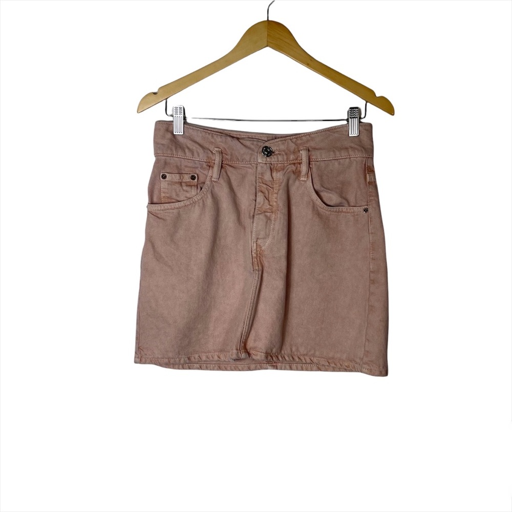ZARA Light Pink Denim Mini Skirt Join Life 100% Cotton